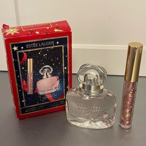 Estee Lauder Beautiful Magnolia Fragrance & Lip Gloss Set - Pink NIB